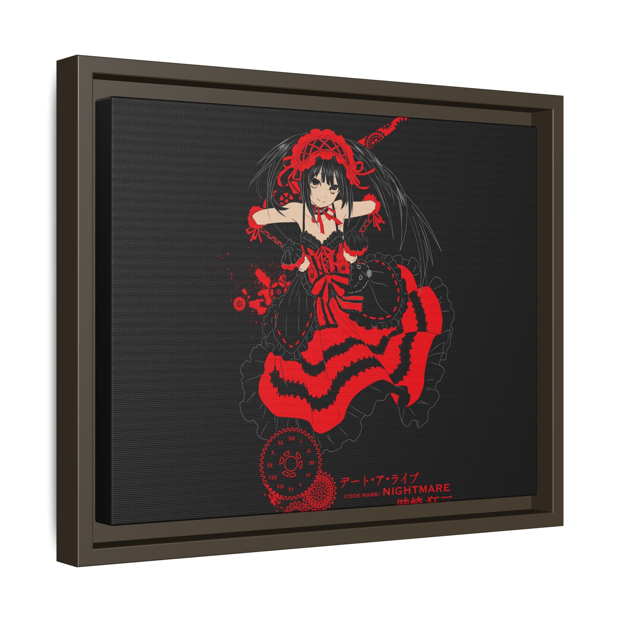 Anime Warrior Red Black Matte Canvas Print — Framed Wall Art