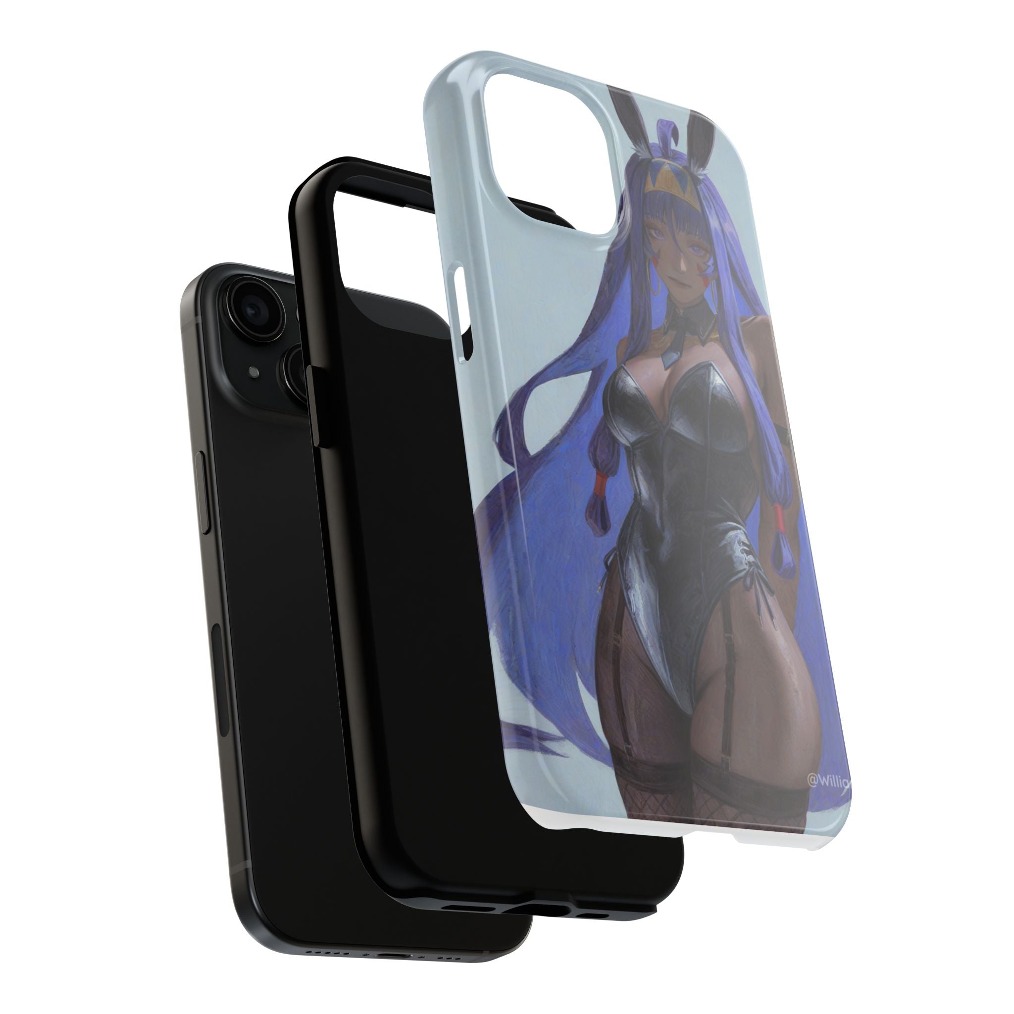 Bunny Girl Tough Phone Case — Anime Purple-Haired Character Protective Cover