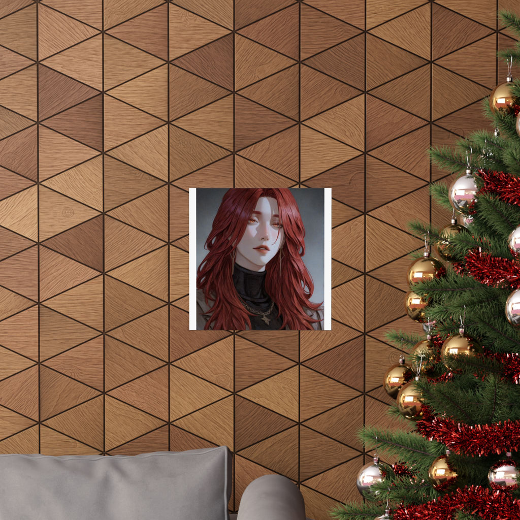Red-Haired Muse Matte Vertical Poster — Moody Portrait Art Print