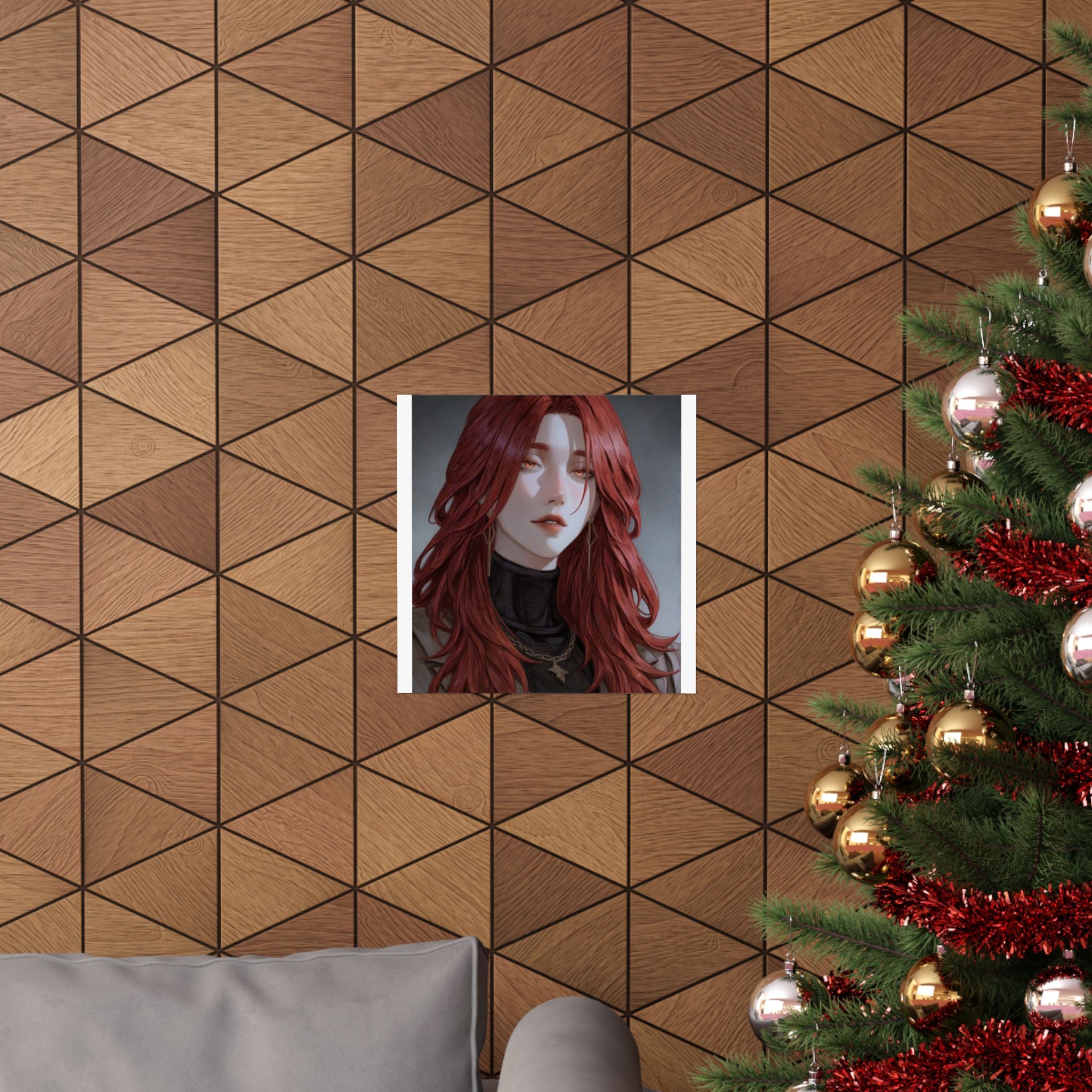 Red-Haired Muse Matte Vertical Poster — Moody Portrait Art Print