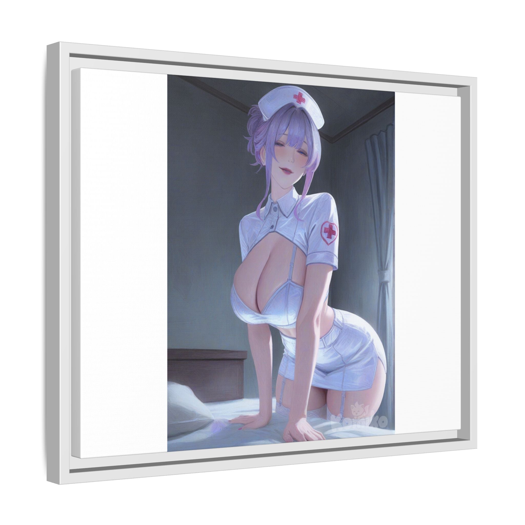 Sexy Anime Nurse Matte Canvas Print (Framed)