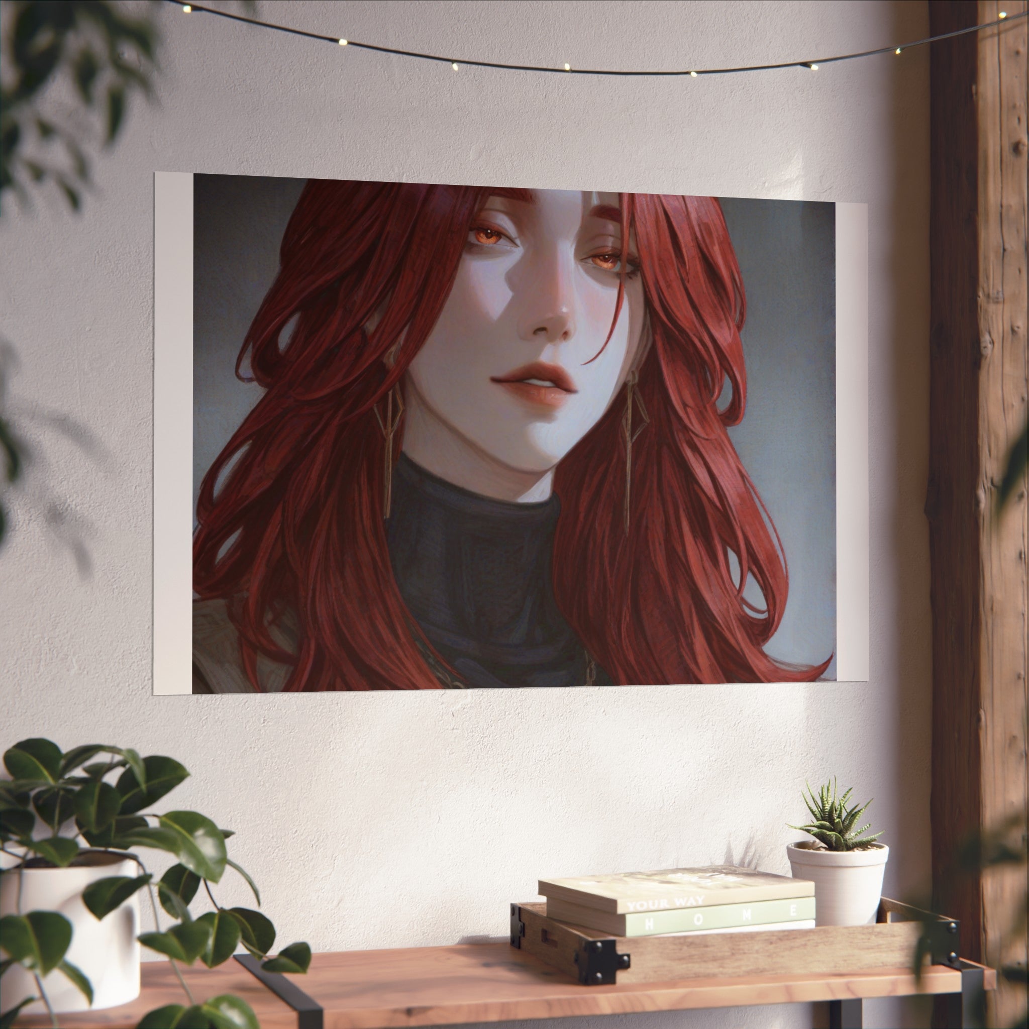 Fine Art Poster — Red-Haired Gothic Portrait, Moody Decorative Wall Art