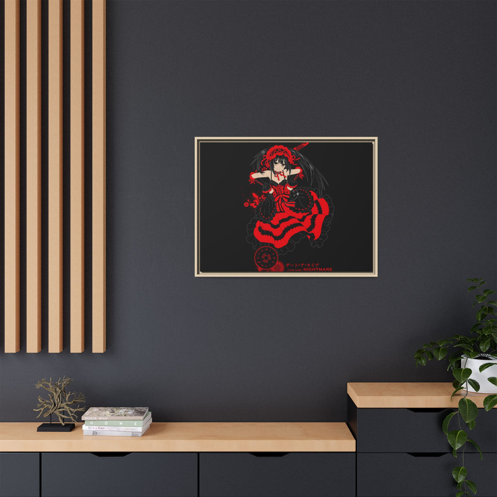 Anime Warrior Red Black Matte Canvas Print — Framed Wall Art