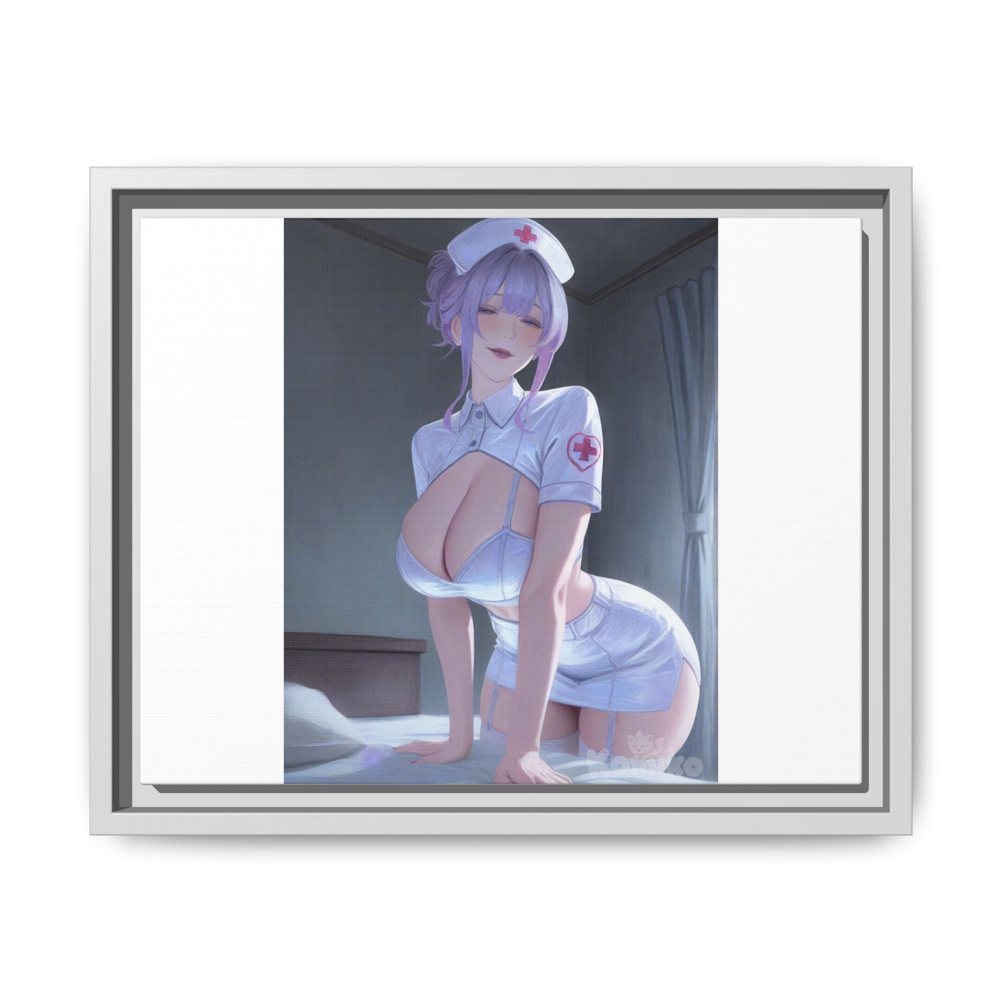 Sexy Anime Nurse Matte Canvas Print (Framed)