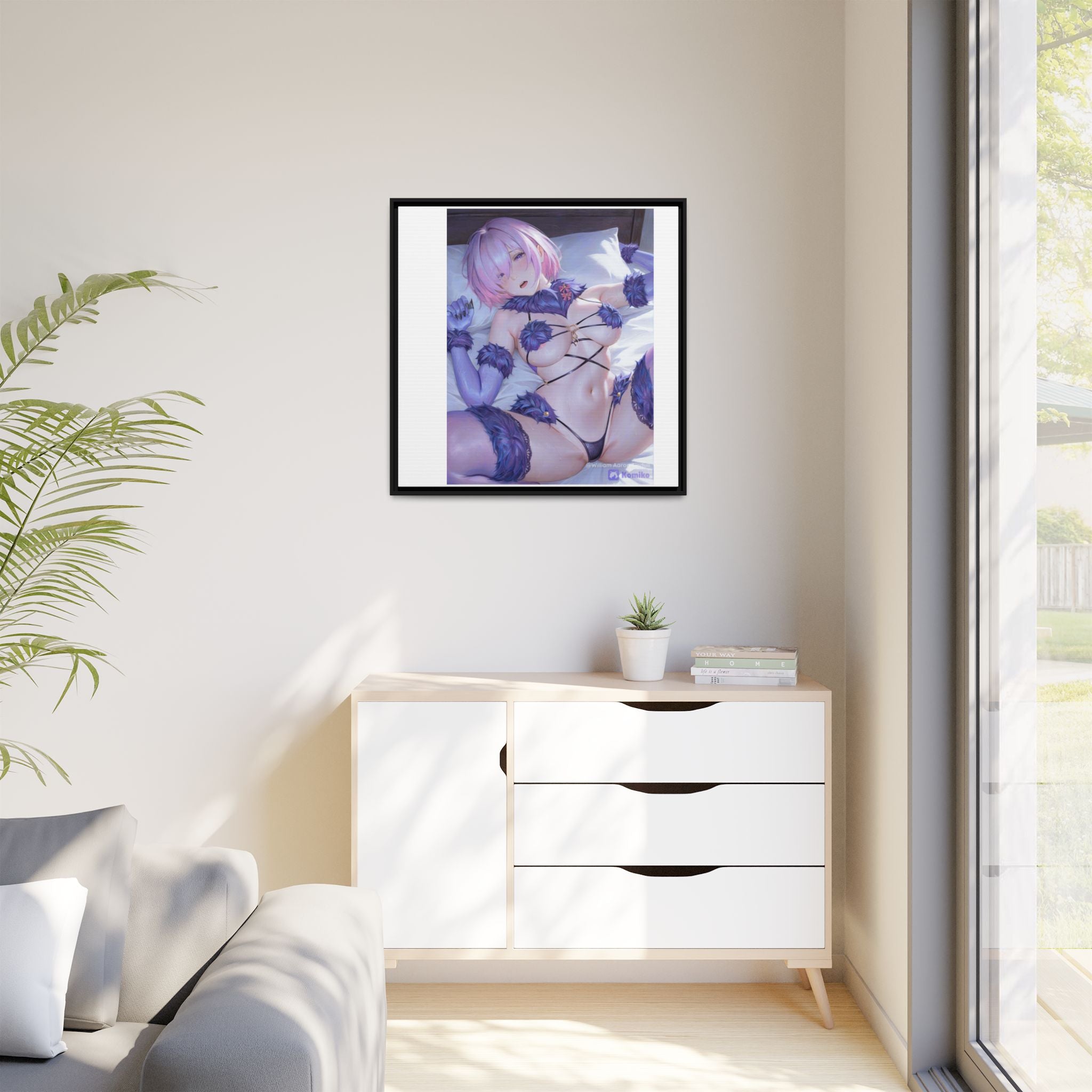 Framed Matte Canvas — Anime Pin-Up Lingerie Art Print