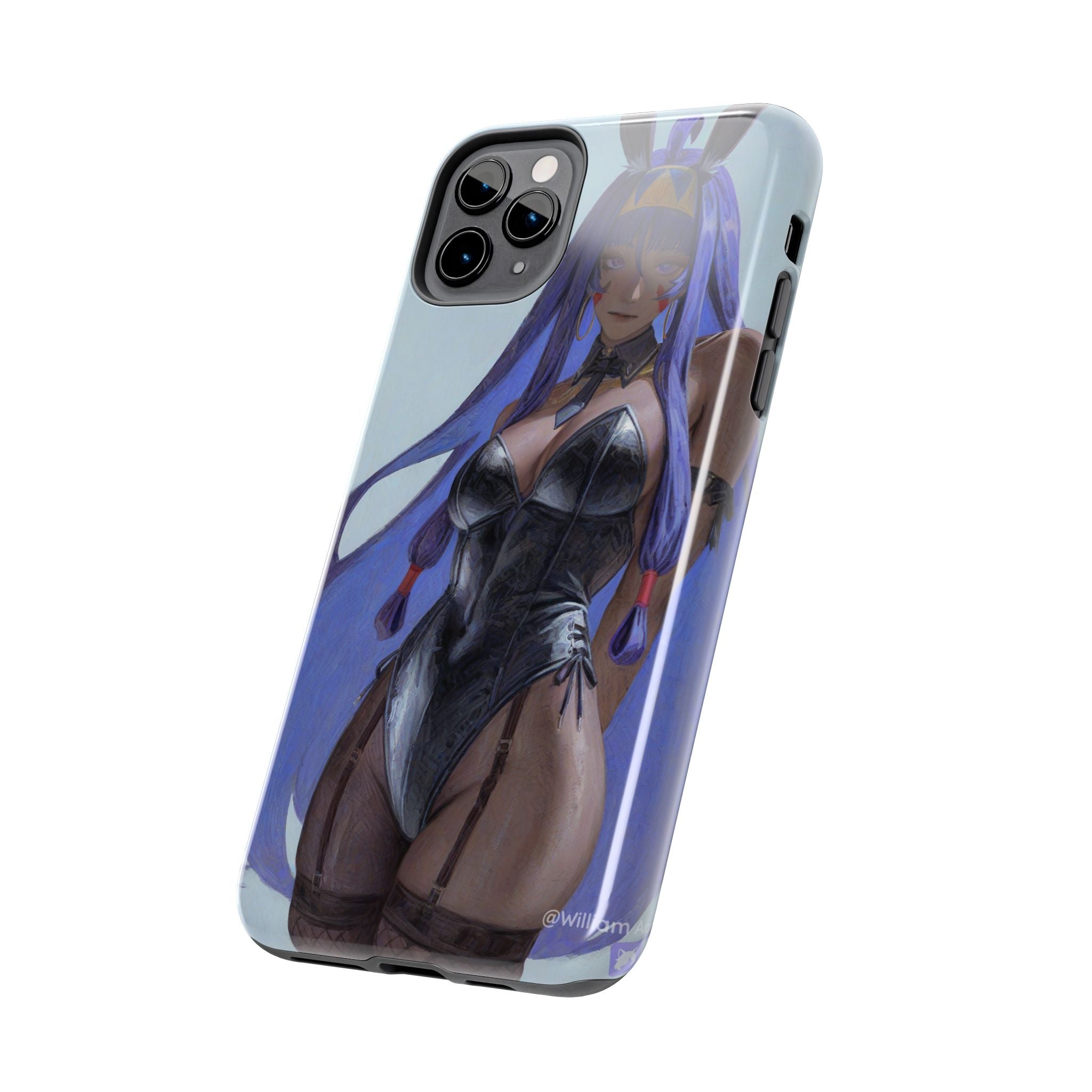 Bunny Girl Tough Phone Case — Anime Purple-Haired Character Protective Cover