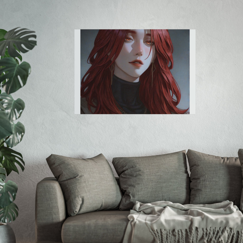 Fine Art Poster — Red-Haired Gothic Portrait, Moody Decorative Wall Art