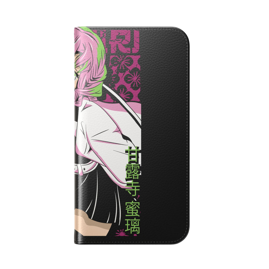 Anime Girl Flip Phone Case — Pink Demon Slayer Style Wallet Cover