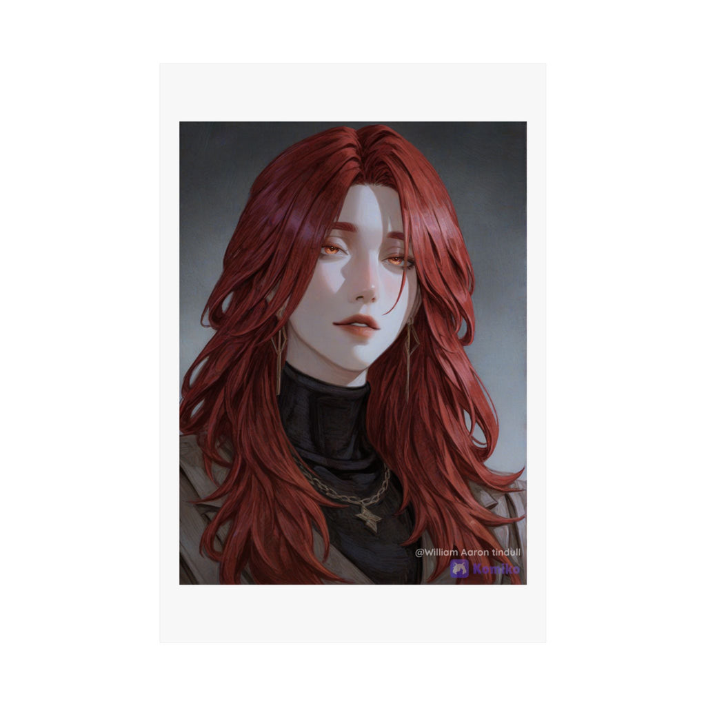Red-Haired Muse Matte Vertical Poster — Moody Portrait Art Print