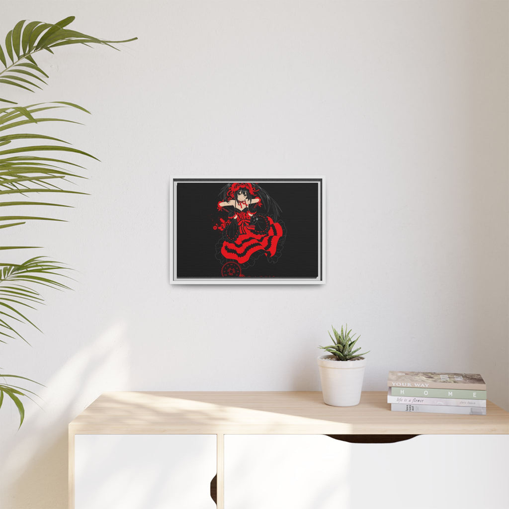 Anime Warrior Red Black Matte Canvas Print — Framed Wall Art