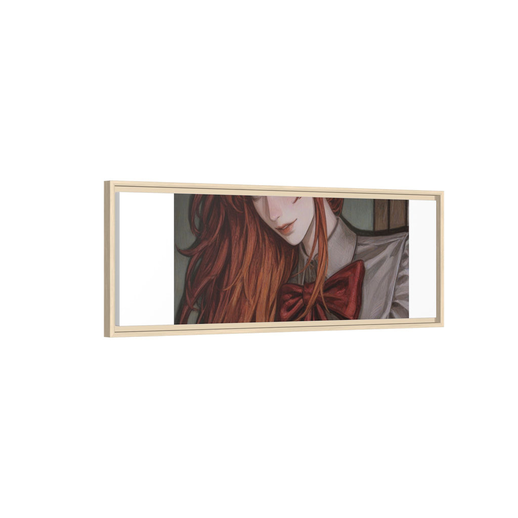 Framed Matte Canvas Print — Moody Red-Headed Anime Girl Art