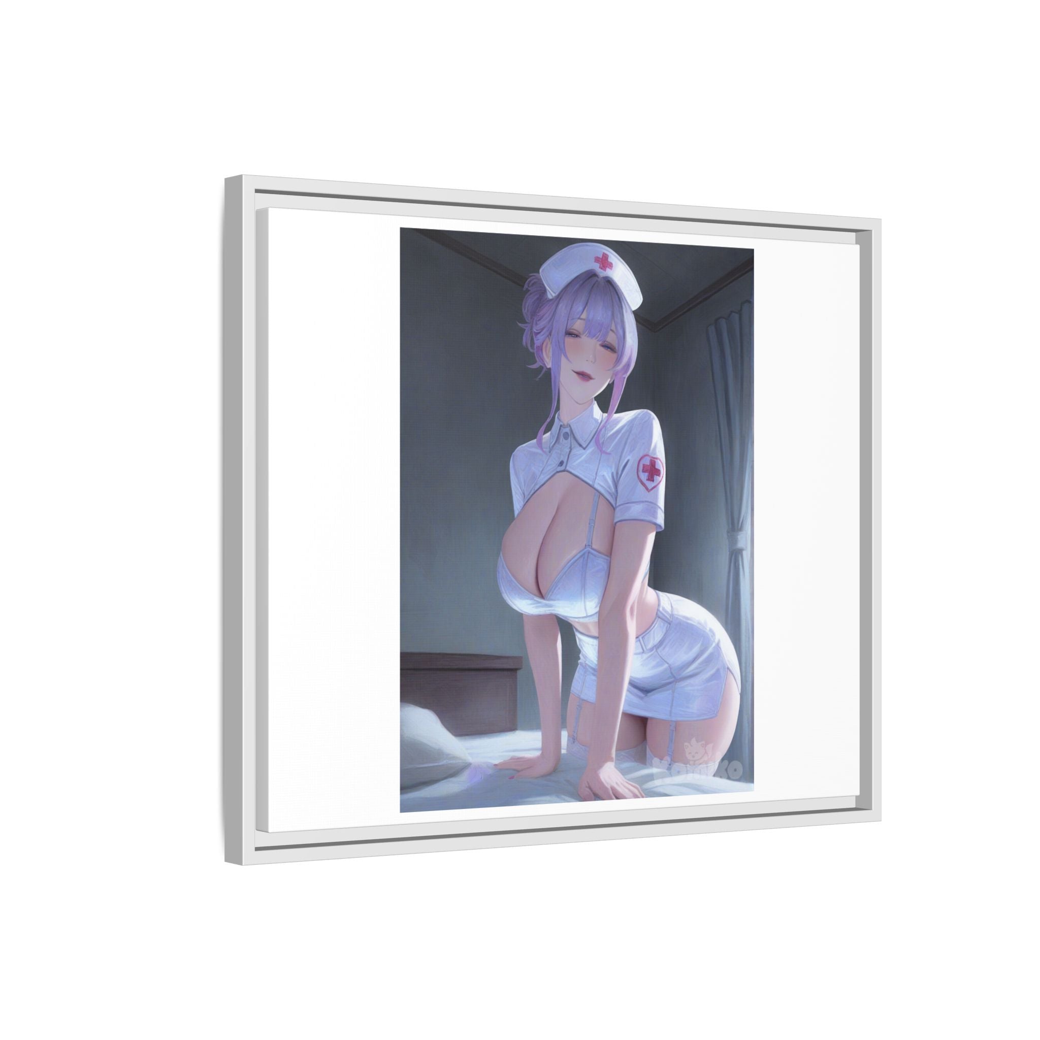 Sexy Anime Nurse Matte Canvas Print (Framed)