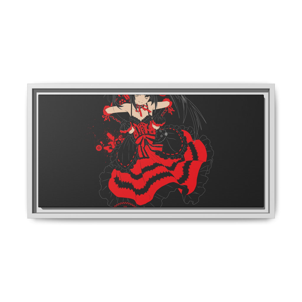Anime Warrior Red Black Matte Canvas Print — Framed Wall Art