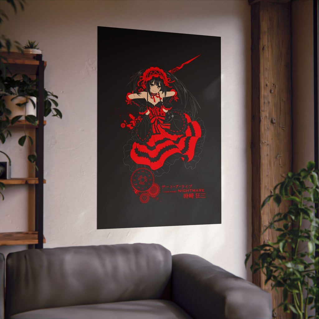 Anime Gothic Poster — Red & Black Kurumi Nightcore Matte Vertical Print
