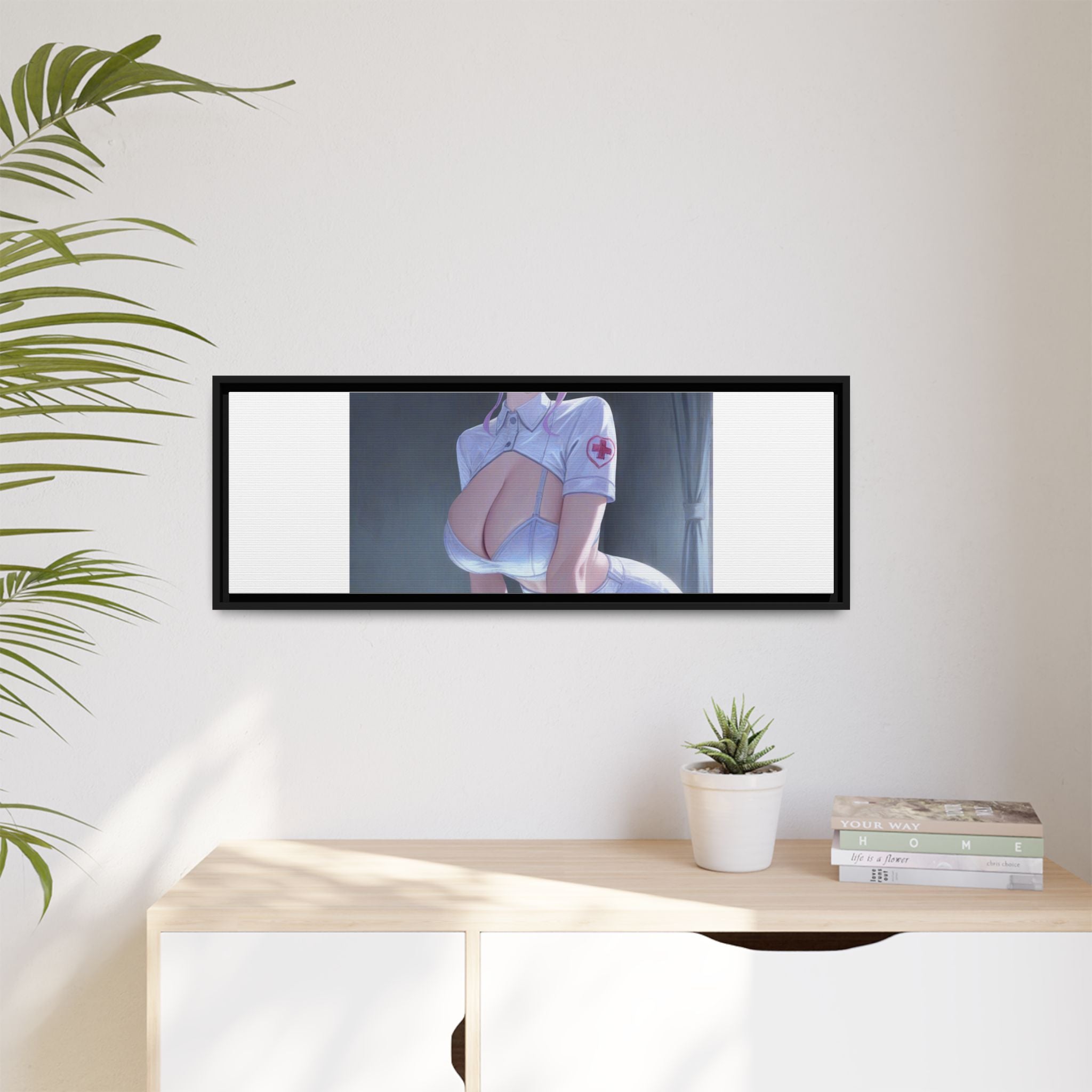 Sexy Anime Nurse Matte Canvas Print (Framed)