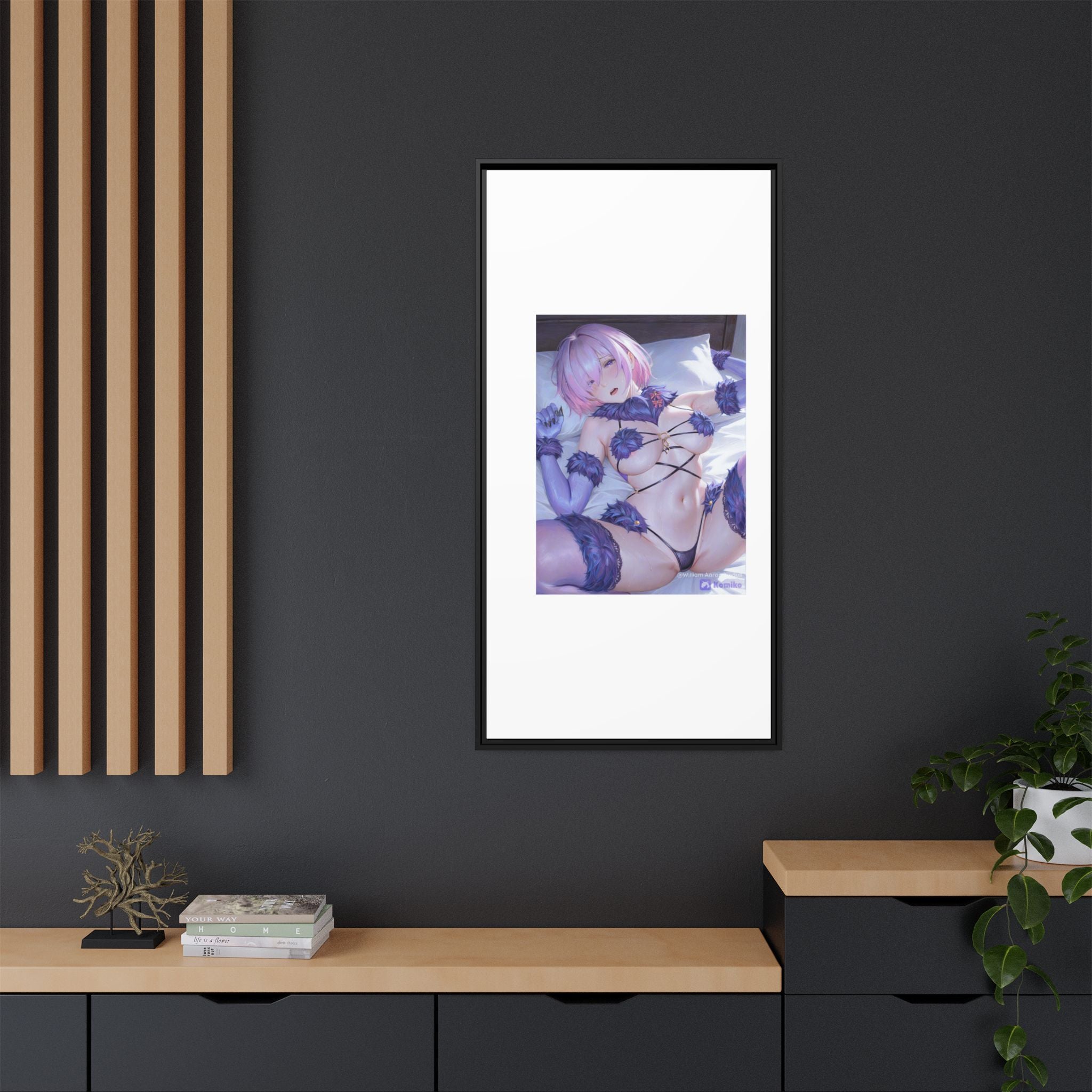 Framed Matte Canvas — Anime Pin-Up Lingerie Art Print