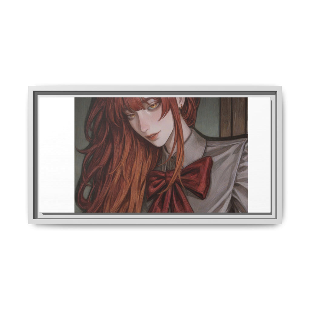 Framed Matte Canvas Print — Moody Red-Headed Anime Girl Art
