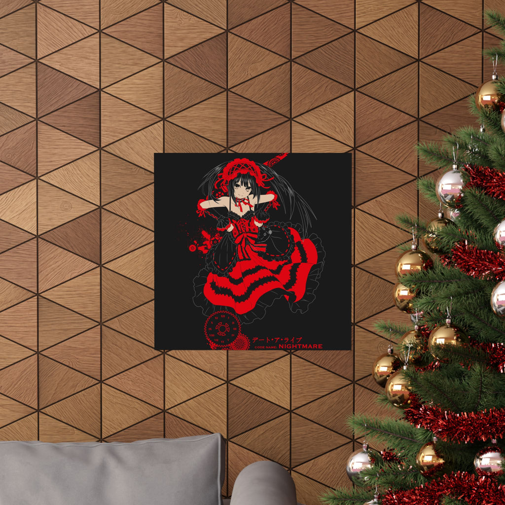 Anime Gothic Poster — Red & Black Kurumi Nightcore Matte Vertical Print