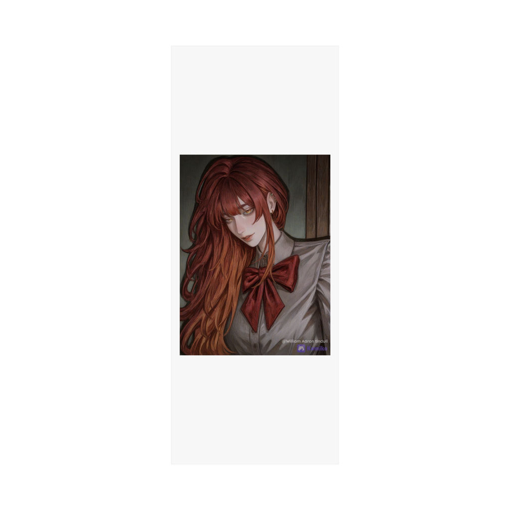 Matte Vertical Poster — Red‑Haired Anime Girl Portrait