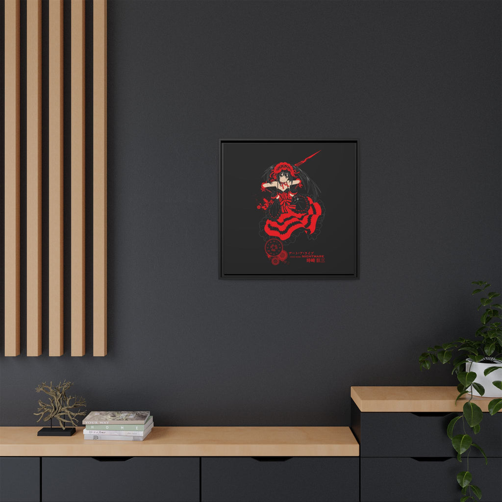 Anime Warrior Red Black Matte Canvas Print — Framed Wall Art
