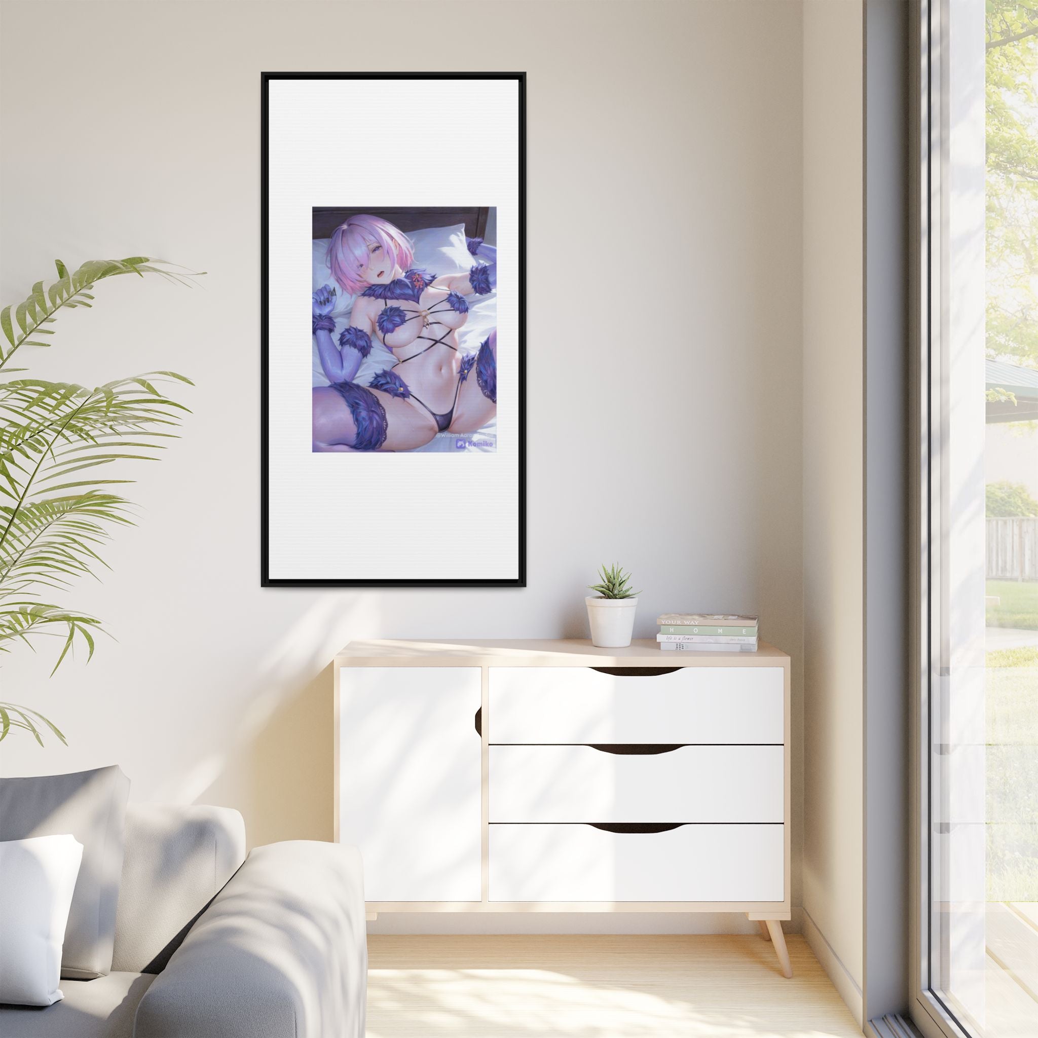 Framed Matte Canvas — Anime Pin-Up Lingerie Art Print