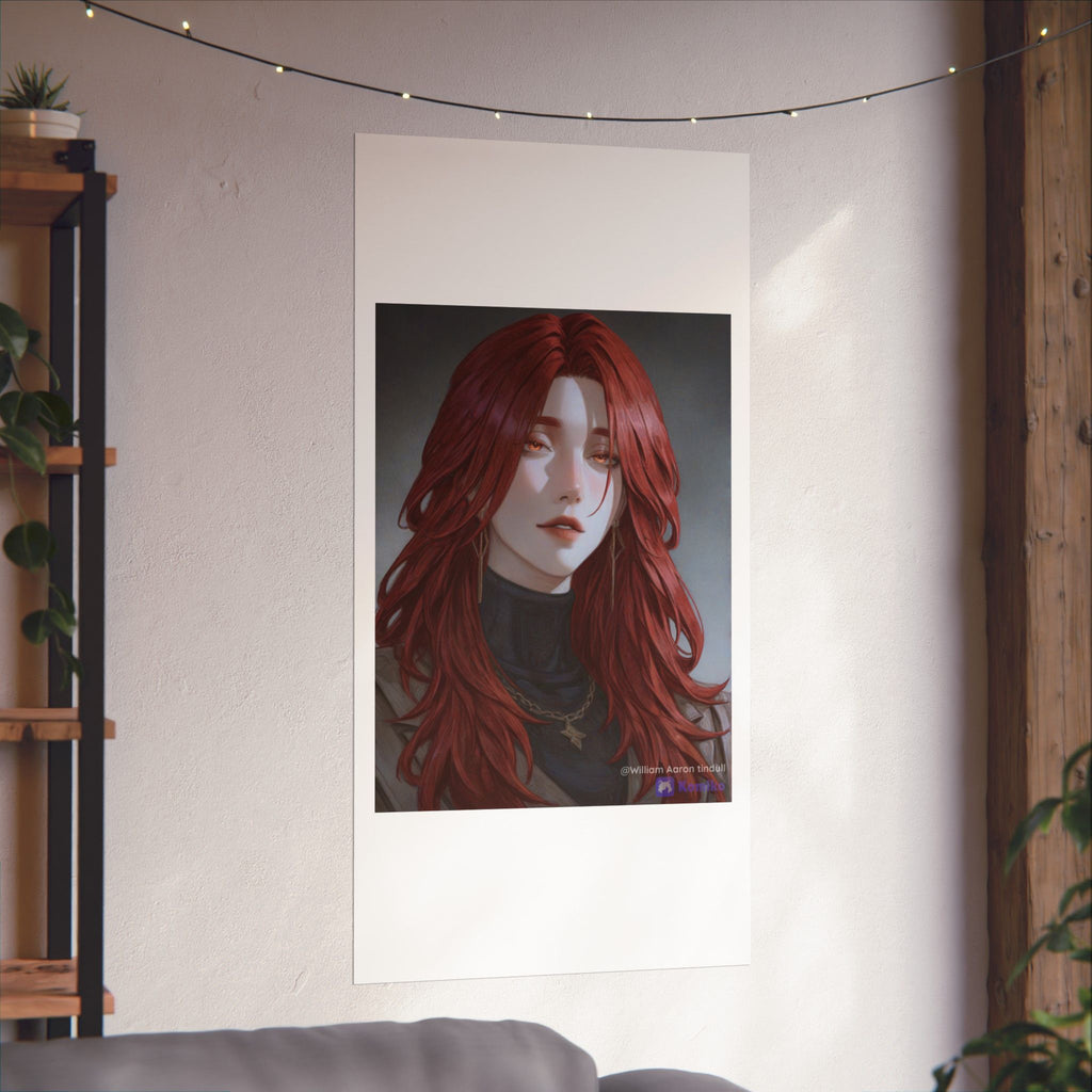 Red-Haired Muse Matte Vertical Poster — Moody Portrait Art Print