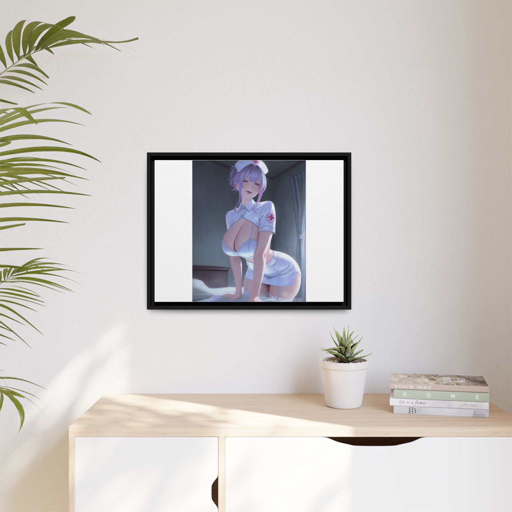 Sexy Anime Nurse Matte Canvas Print (Framed)