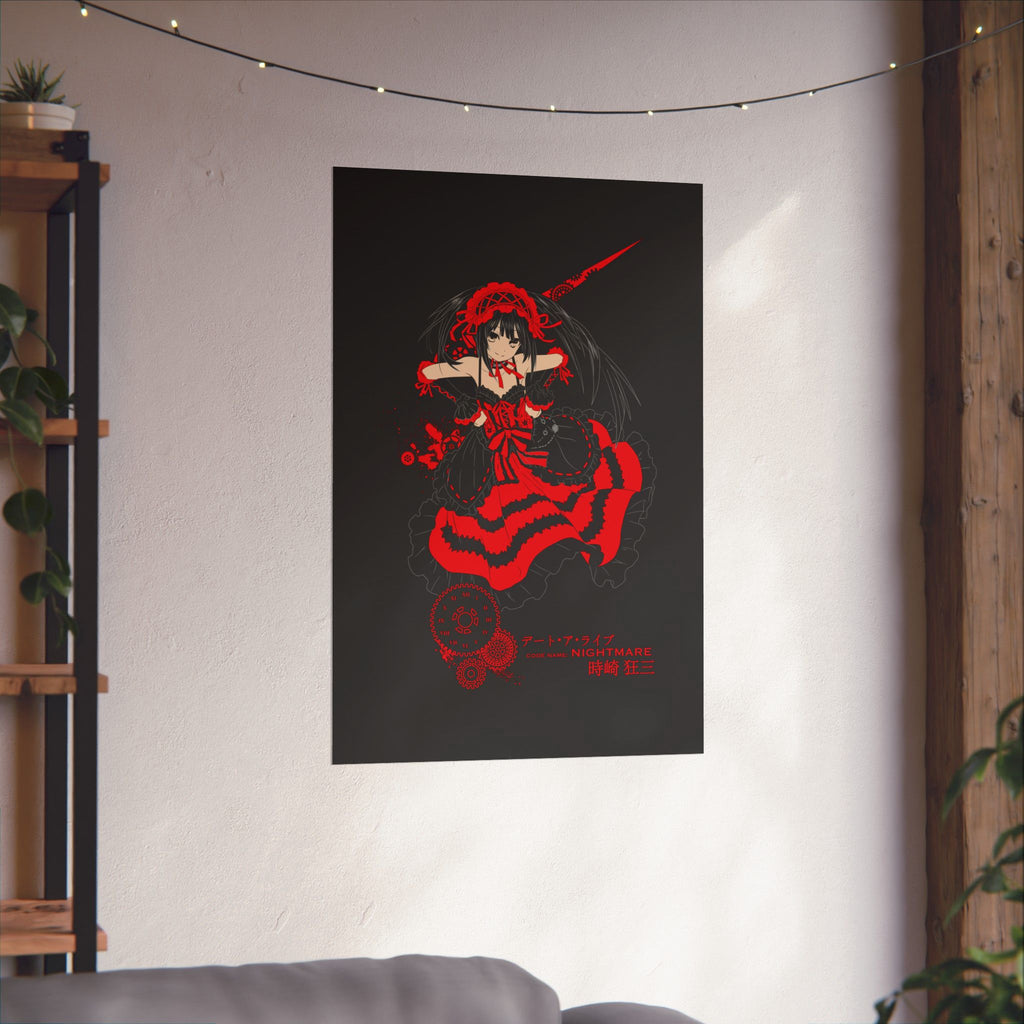 Anime Gothic Poster — Red & Black Kurumi Nightcore Matte Vertical Print