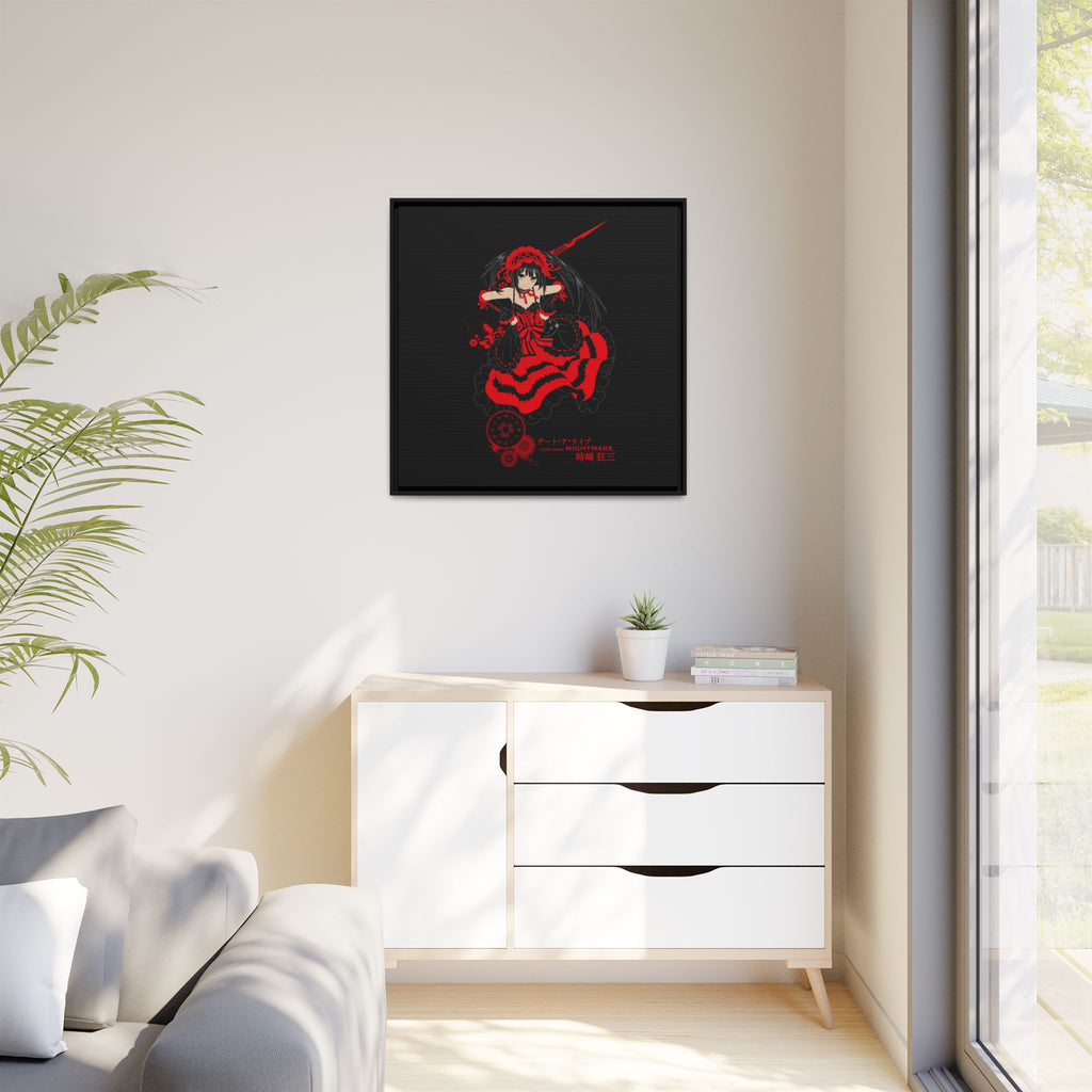 Anime Warrior Red Black Matte Canvas Print — Framed Wall Art