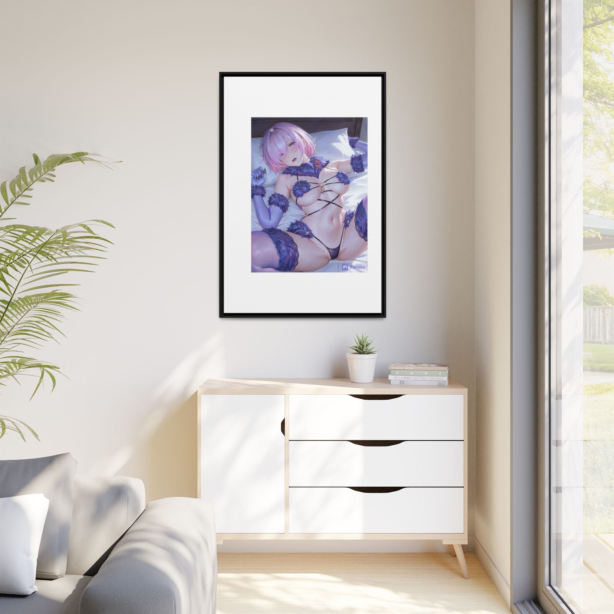 Framed Matte Canvas — Anime Pin-Up Lingerie Art Print