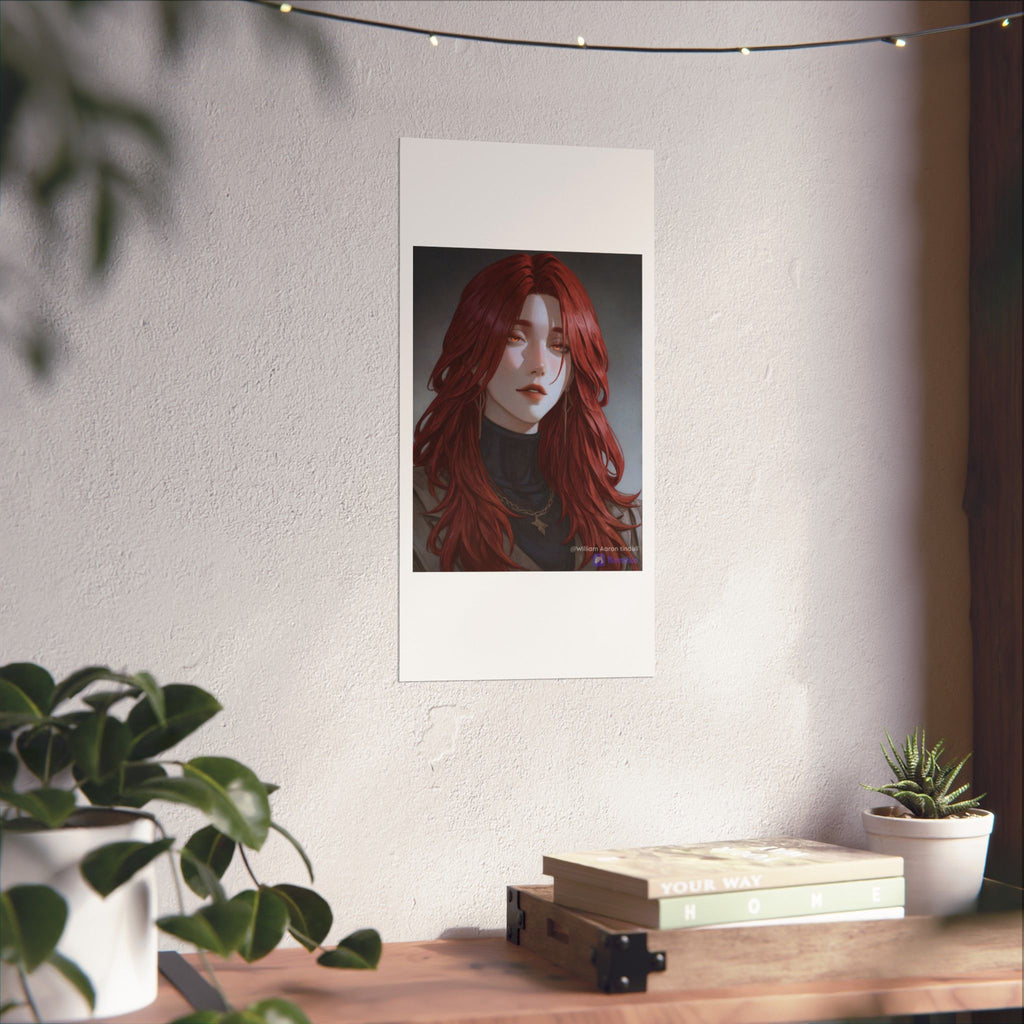 Red-Haired Muse Matte Vertical Poster — Moody Portrait Art Print