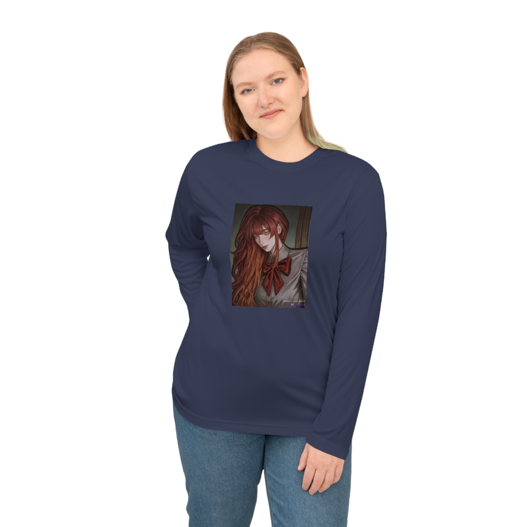 Anime Redhead Girl Long Sleeve Shirt — Moody Schoolgirl Portrait