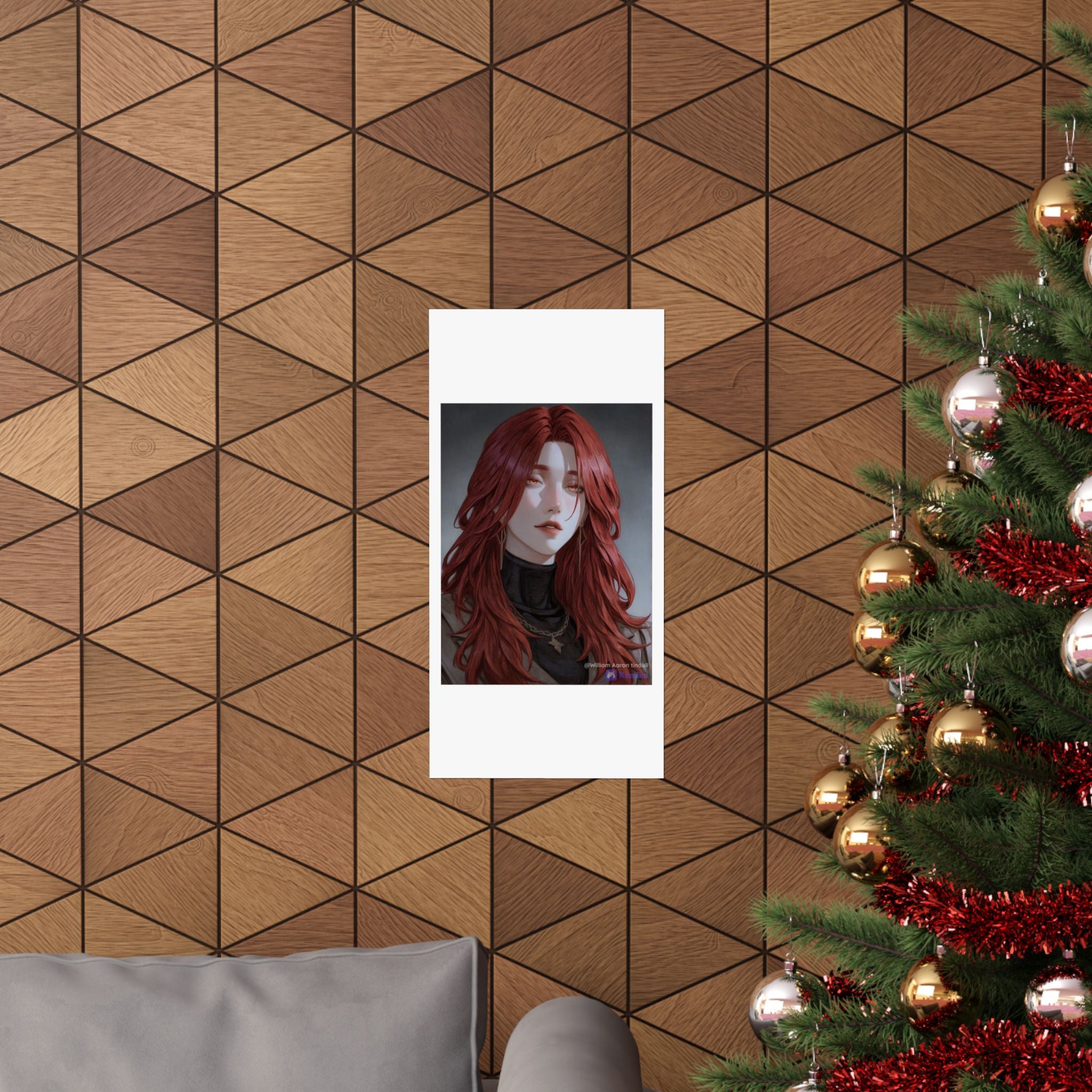 Red-Haired Muse Matte Vertical Poster — Moody Portrait Art Print