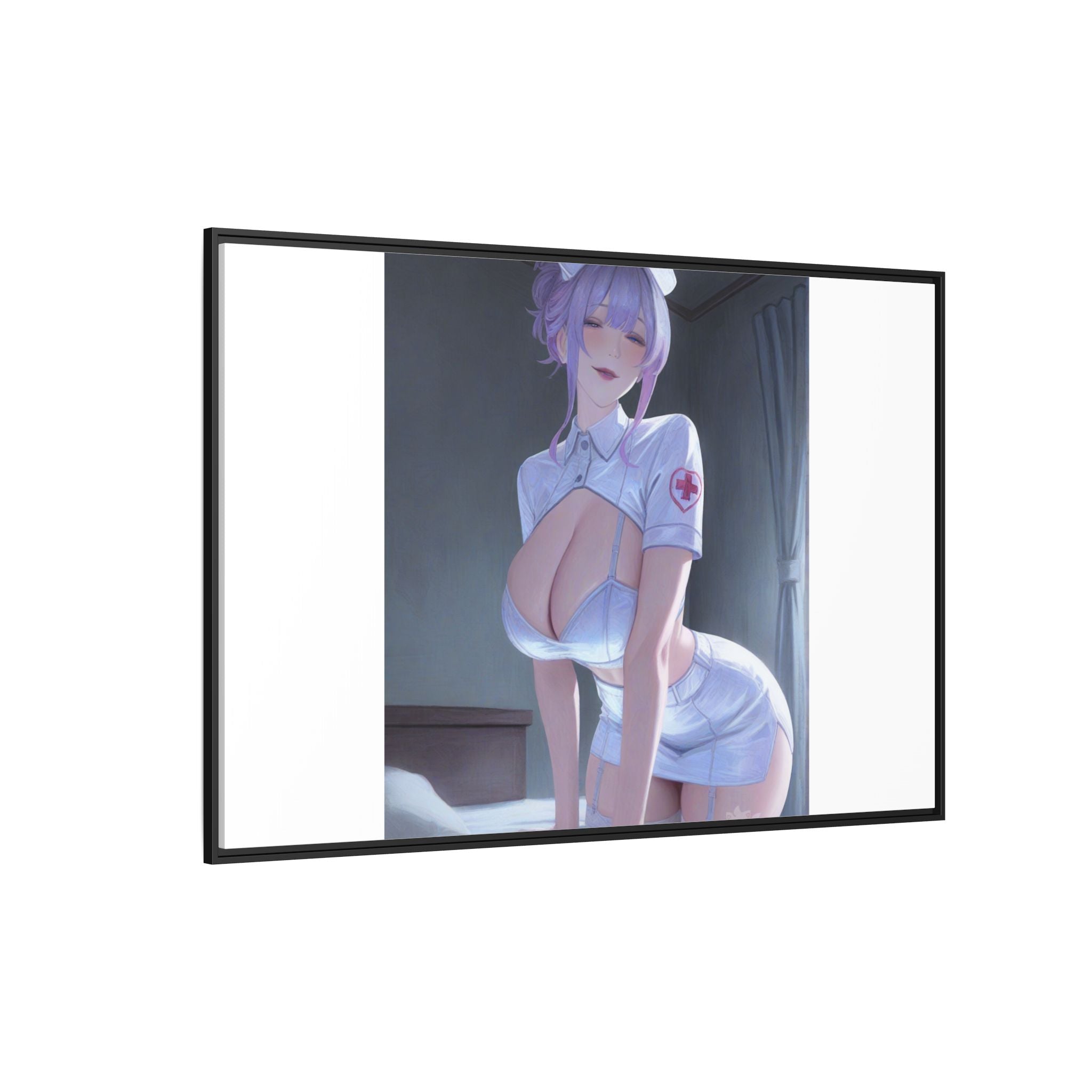 Sexy Anime Nurse Matte Canvas Print (Framed)