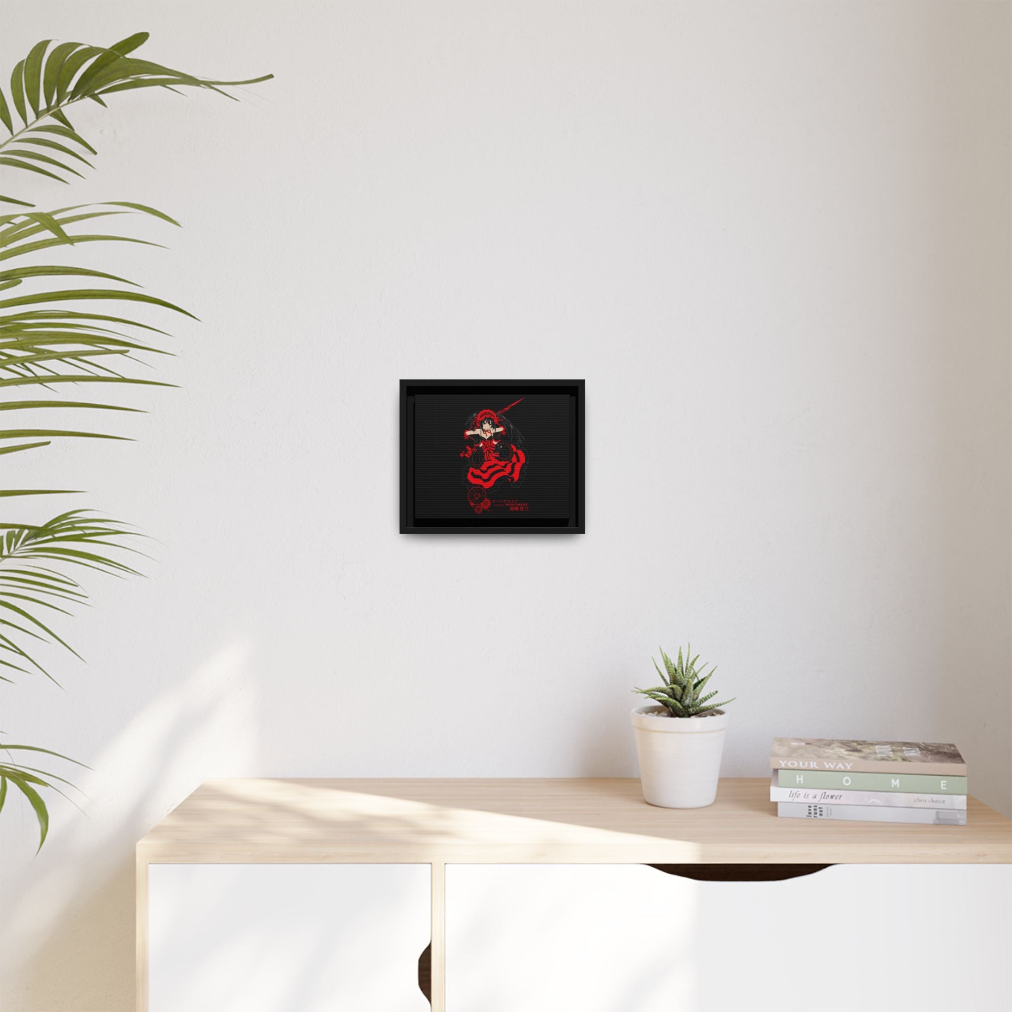 Dark Gothic Anime Canvas — Red & Black Framed Matte Art