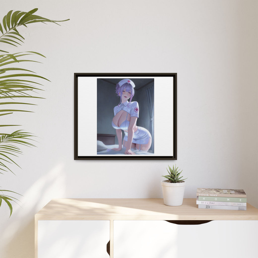 Sexy Anime Nurse Matte Canvas Print (Framed)
