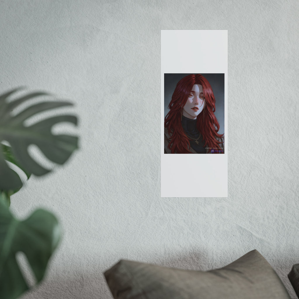 Fine Art Poster — Red-Haired Gothic Portrait, Moody Decorative Wall Art