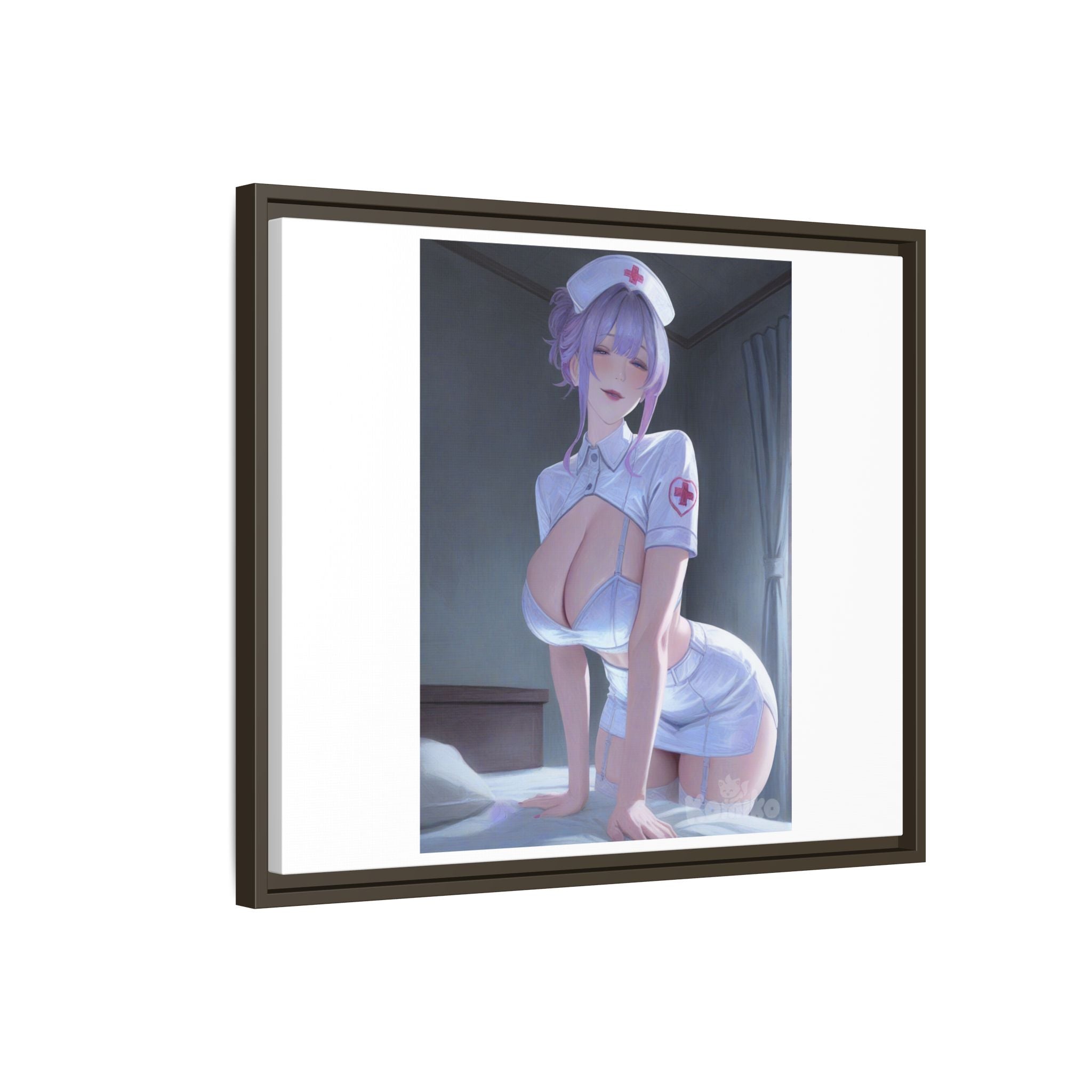 Sexy Anime Nurse Matte Canvas Print (Framed)