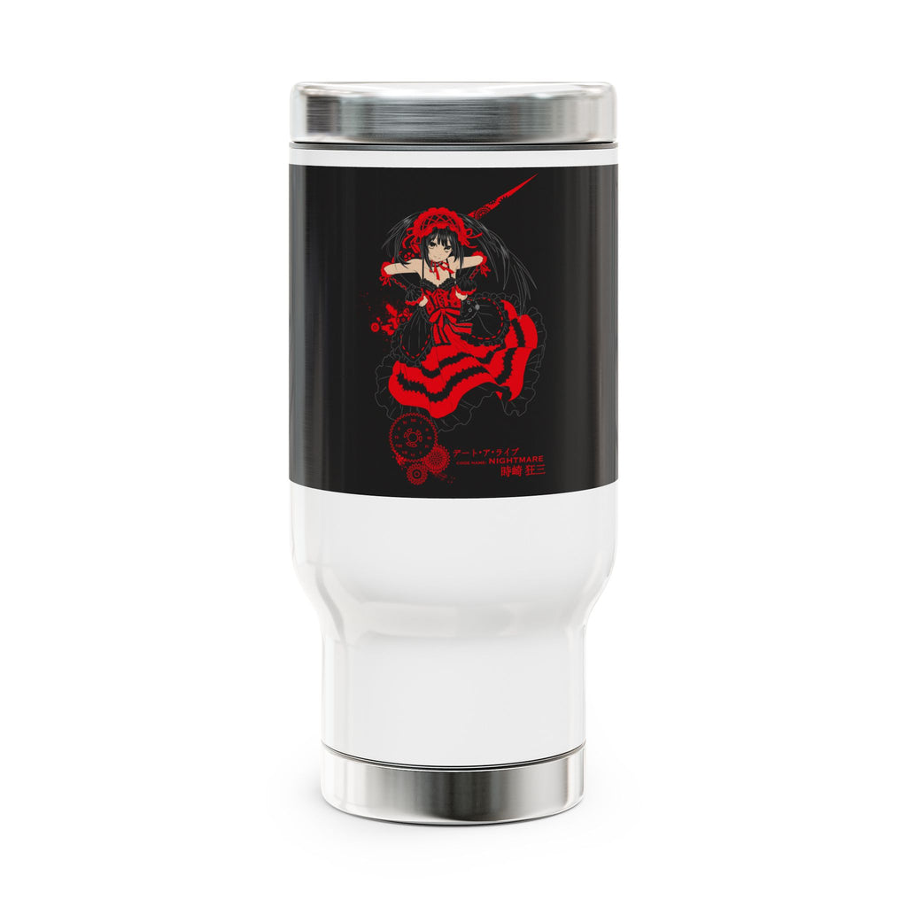 Travel Mug — Gothic Red Samurai Woman Stainless Steel 14oz