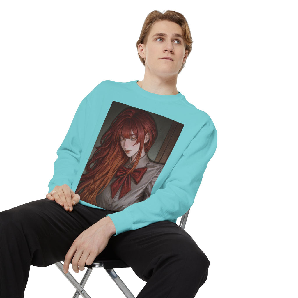 Anime Red-Headed Girl Sweatshirt — Gothic Schoolgirl Art Pullover