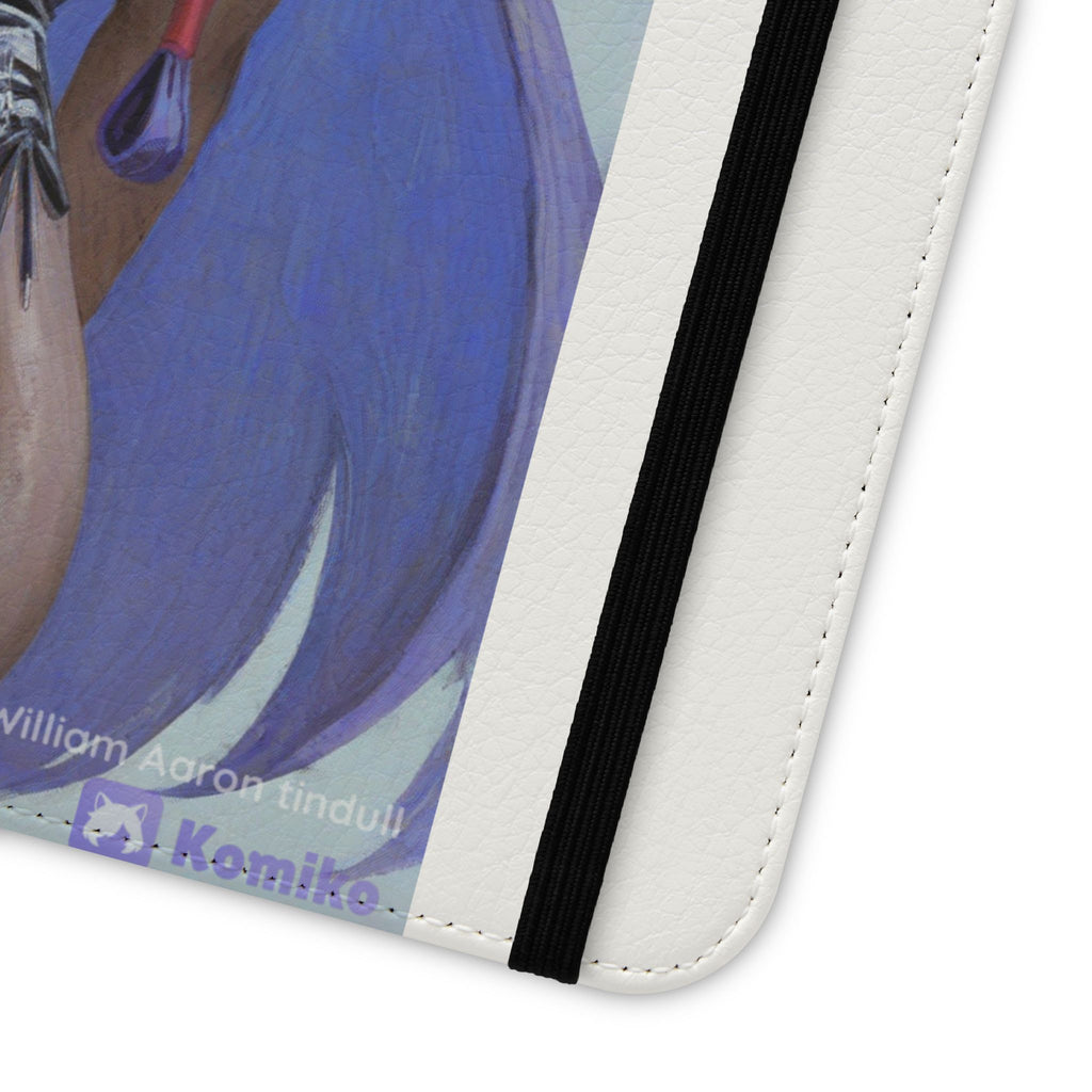Anime Bunny Girl Flip Case - Purple Long-Haired Character Phone Wallet
