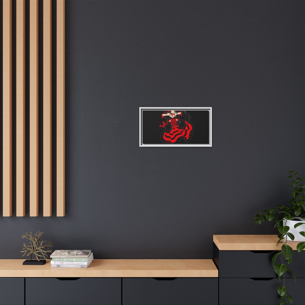 Anime Warrior Red Black Matte Canvas Print — Framed Wall Art
