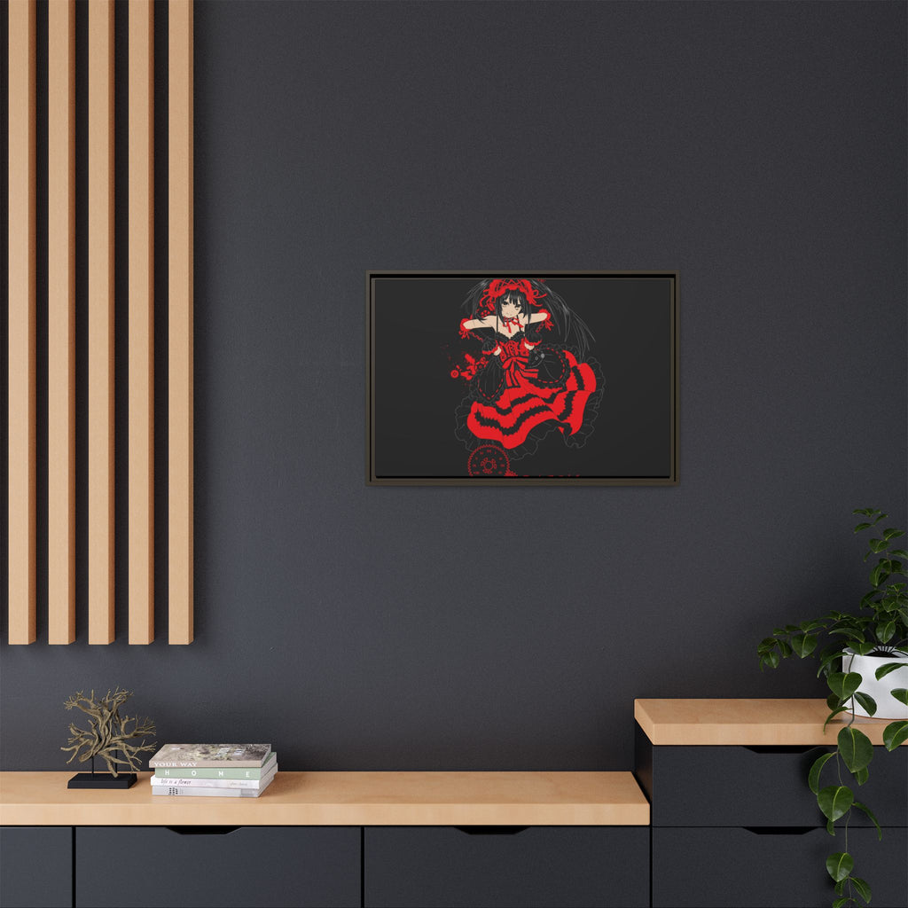 Anime Warrior Red Black Matte Canvas Print — Framed Wall Art