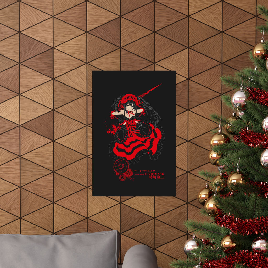 Anime Gothic Poster — Red & Black Kurumi Nightcore Matte Vertical Print