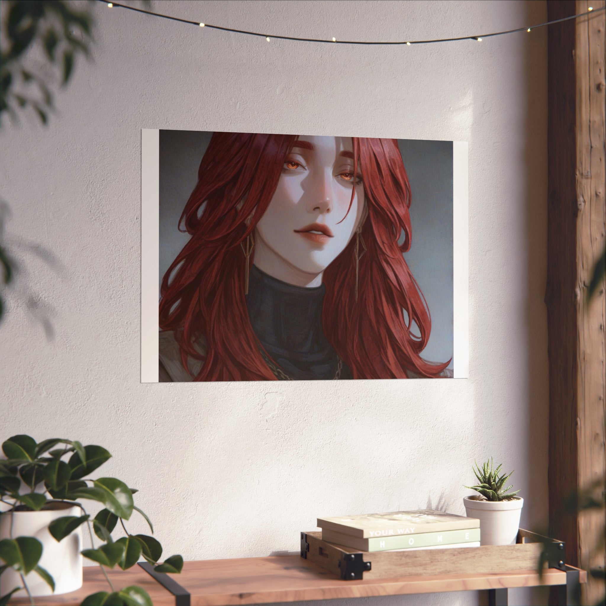 Fine Art Poster — Red-Haired Gothic Portrait, Moody Decorative Wall Art