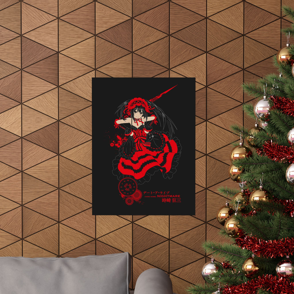 Anime Gothic Poster — Red & Black Kurumi Nightcore Matte Vertical Print