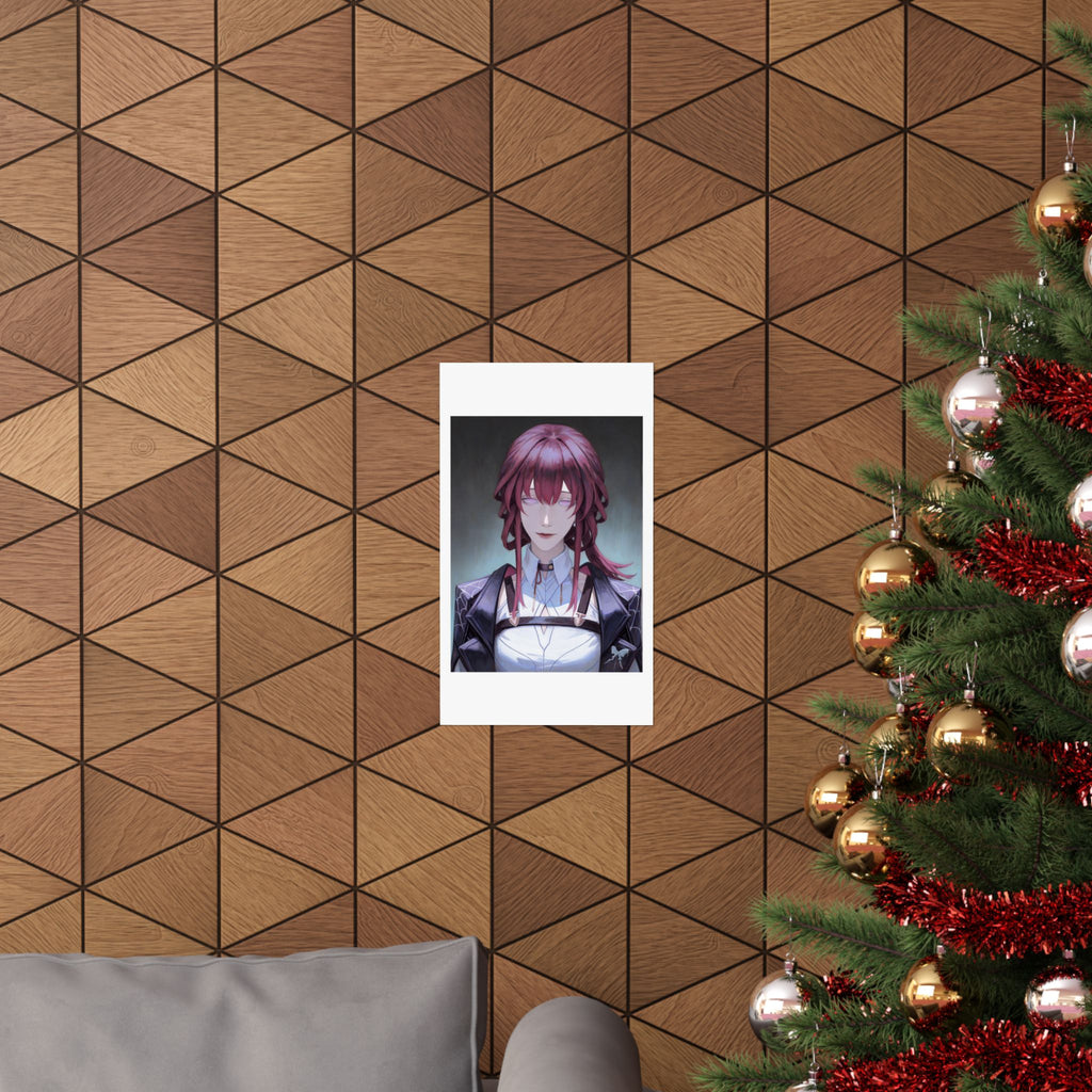 Anime Portrait Poster — Moody Red‑Haired Character Matte Vertical Art Print