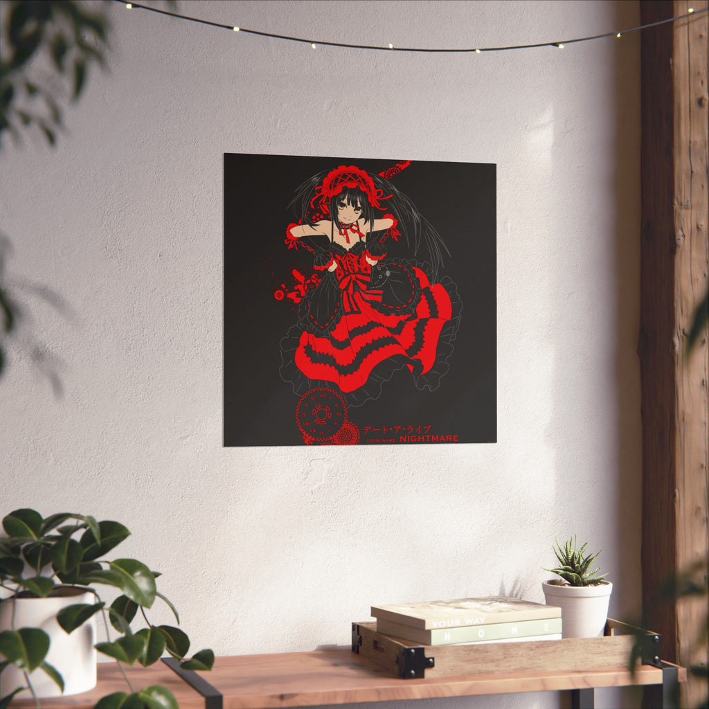 Anime Gothic Poster — Red & Black Kurumi Nightcore Matte Vertical Print