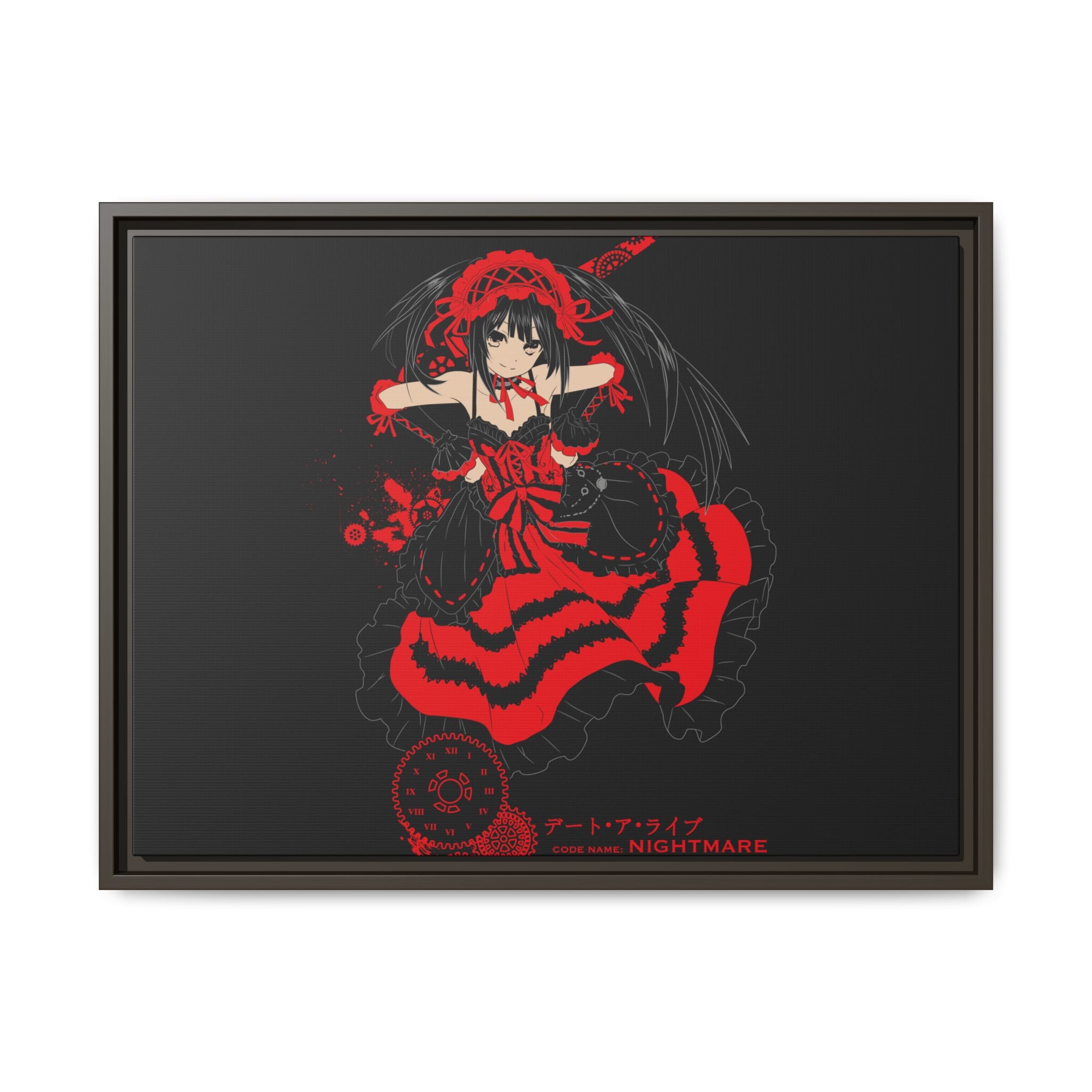 Anime Warrior Red Black Matte Canvas Print — Framed Wall Art