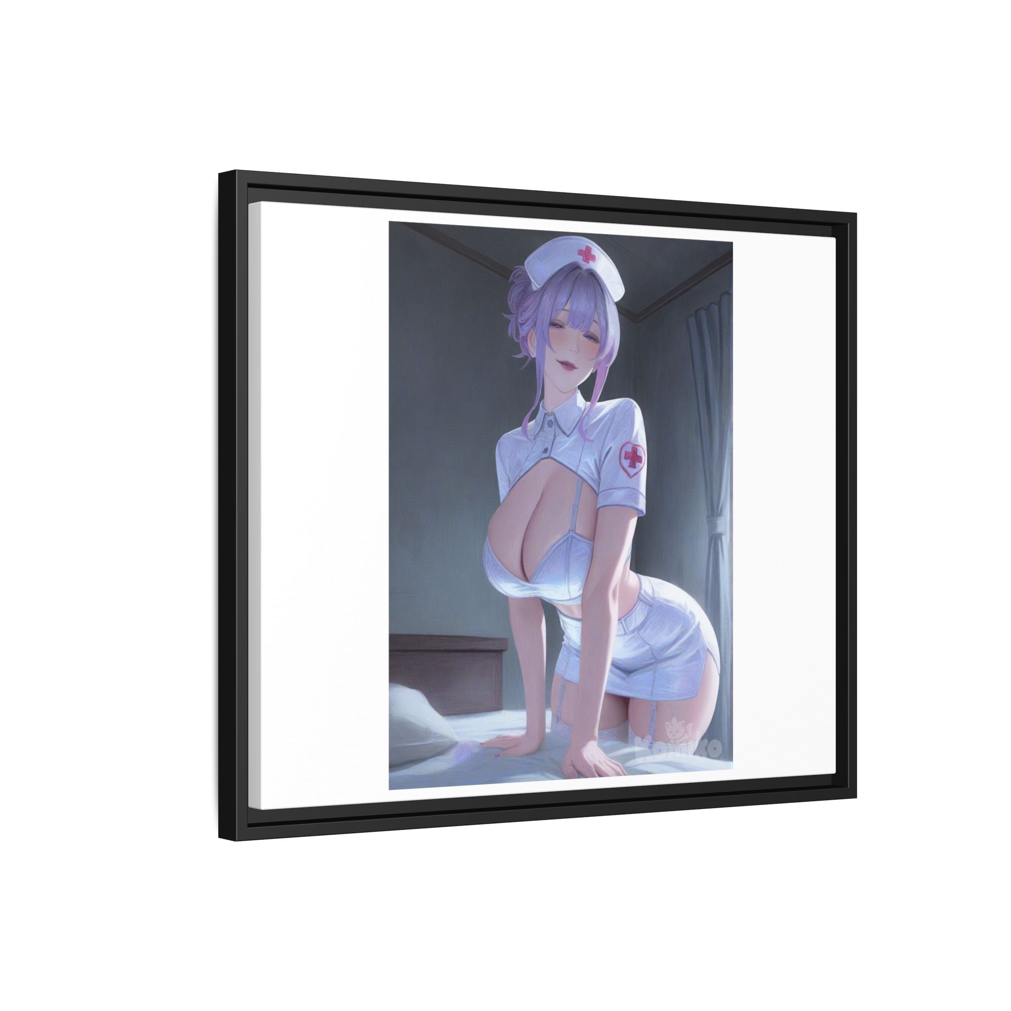 Sexy Anime Nurse Matte Canvas Print (Framed)